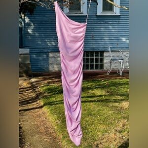 Elegant Susana Monaco One-shoulder one arm ruched dress built-in bra Pink XS